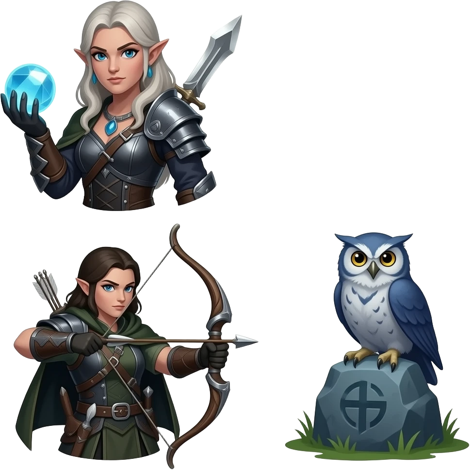 Erstelle mir 5 Discord Emojis die thematisch zu World of Warcraft und der Gilde „Kinder der Nacht“ passen. emoji