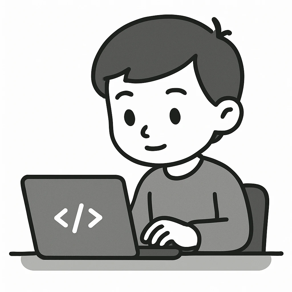 web developer coding on laptop, minimalist style, clean lines, neutral colors emoji