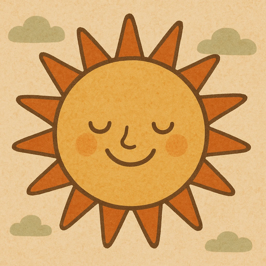 a smiling sun with warm flat colors emoji