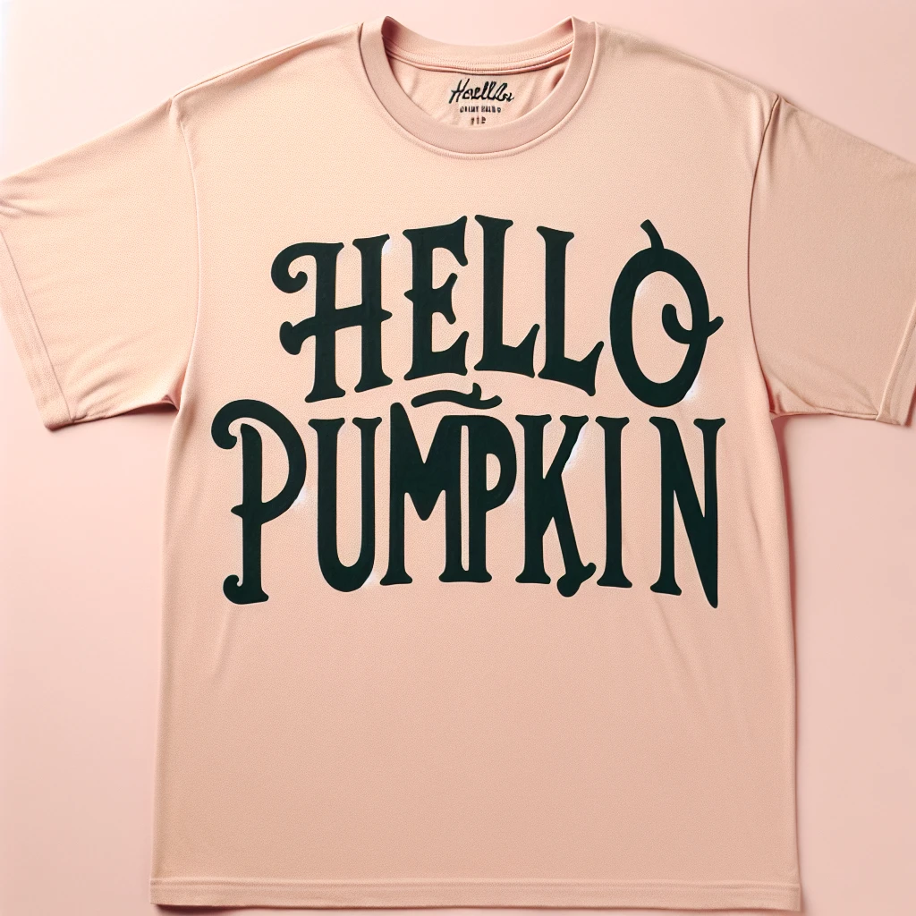 t shirt with print "hello pumpkin" emoji