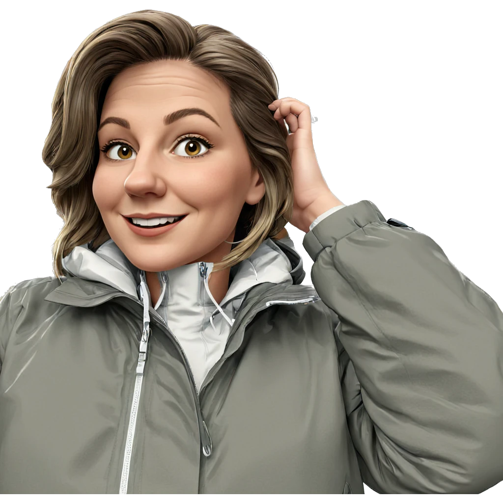 smiling girl in outdoor jacket emoji