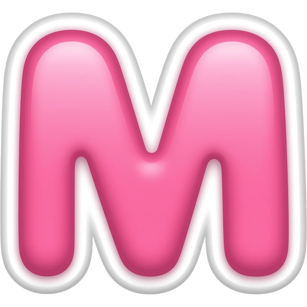 Cute bubbly pink letter m with white shadows emoji