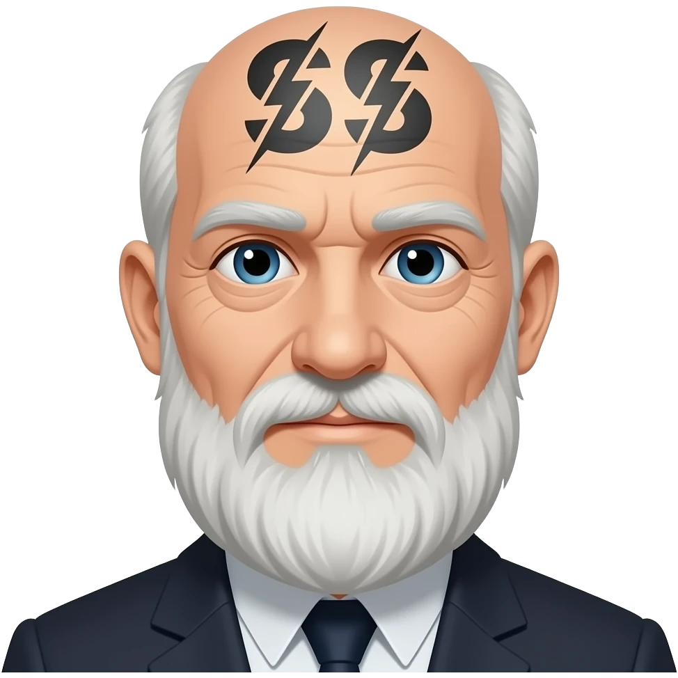 old male with two lightning strike-tatoos on his head that look like they're spelling "SS" emoji