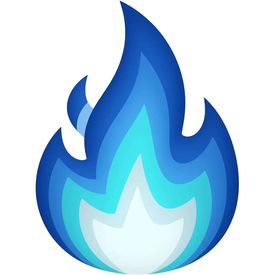 fire + colors include dark blue, deep blue, sky blue, sea turquoise, celestial white, coastal grey emoji