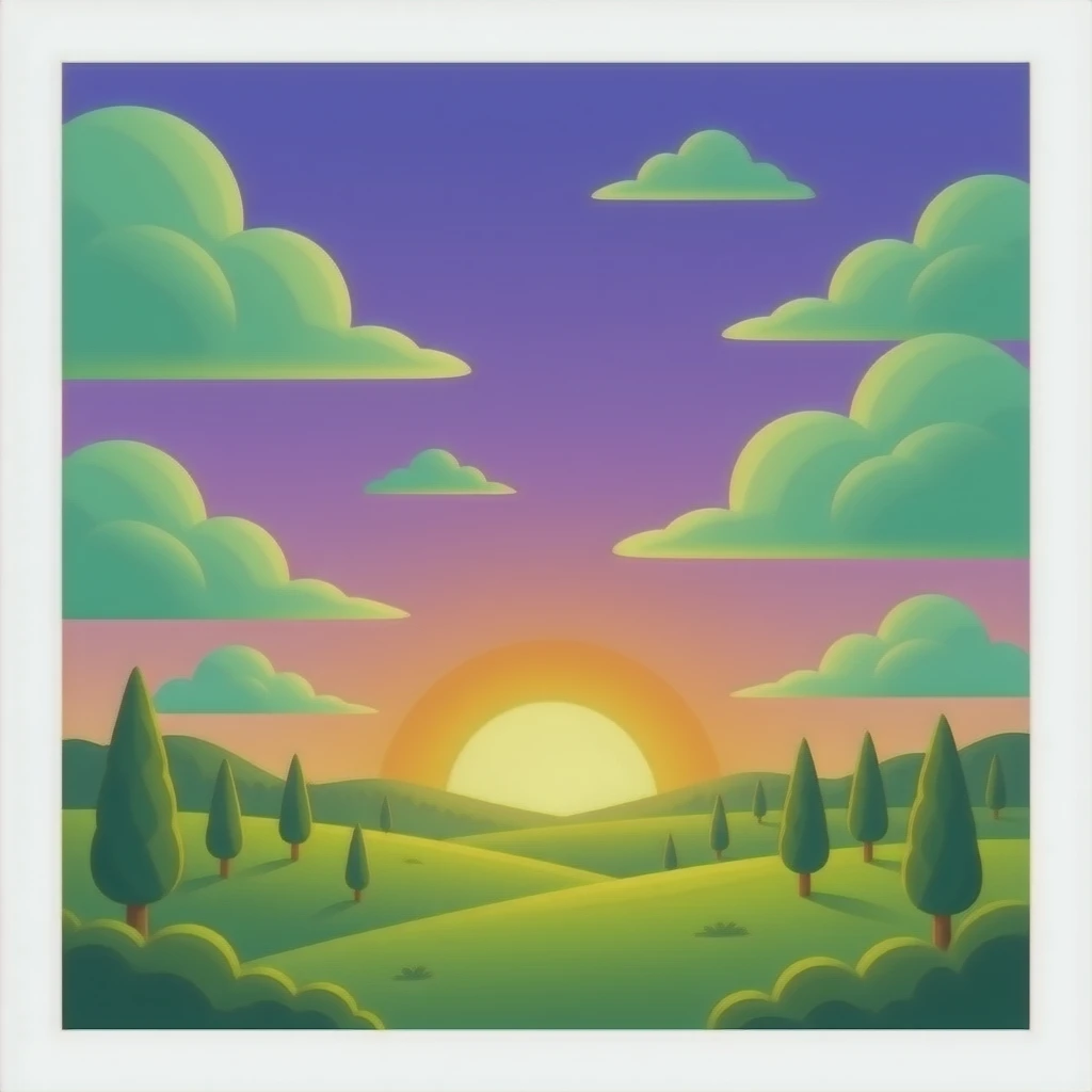 purple sky with bright green clouds emoji