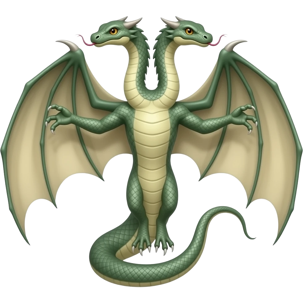 serpent with wings and arms and two heads, one  in her tail emoji