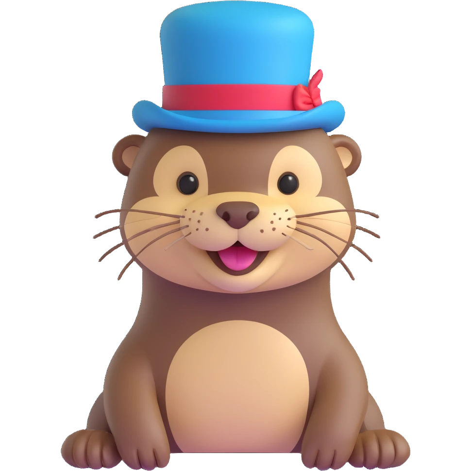 smiling otter in a top hat emoji