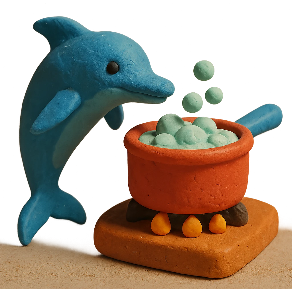 dolphin with a boiler emoji