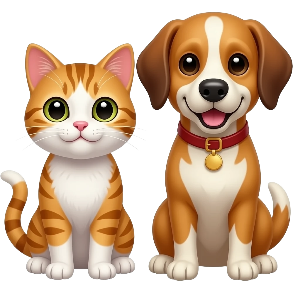 Cat and dog together emoji
