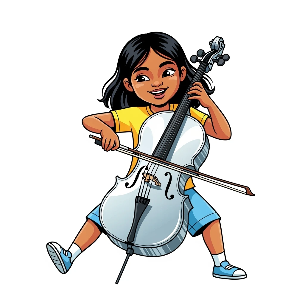 digital vector art of girl playing cello emoji