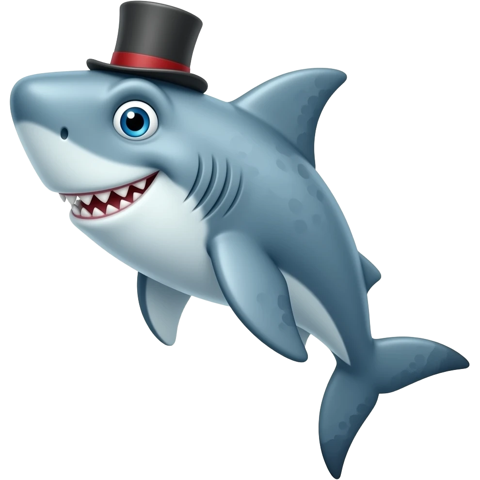 Shark with a top hat emoji