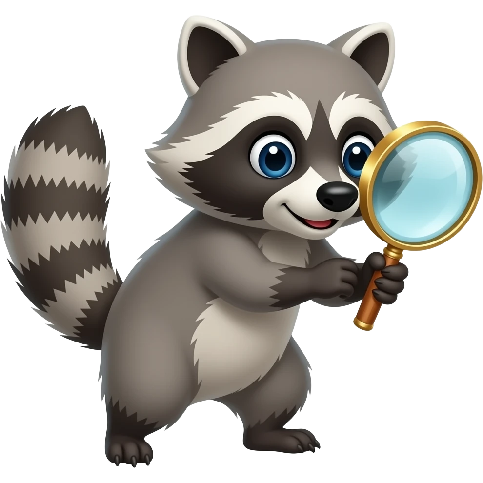 racoon searching with magnifying class emoji