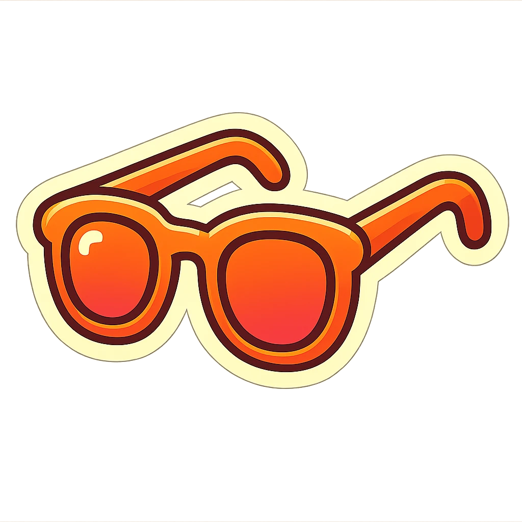 sunglasses with bold outlines, no color, retro sticker style emoji