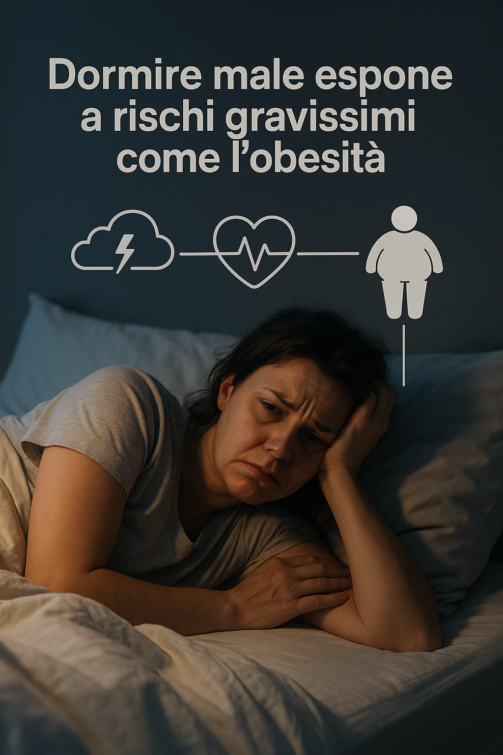 Donna che dorme malissimo, ma la espone a rischi gravissimi come l'obesità immagine realistiche in italiano emoji