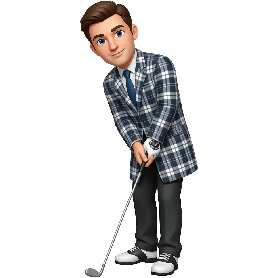 picture of a man playing golf while wearing a plaid sports coat emoji
