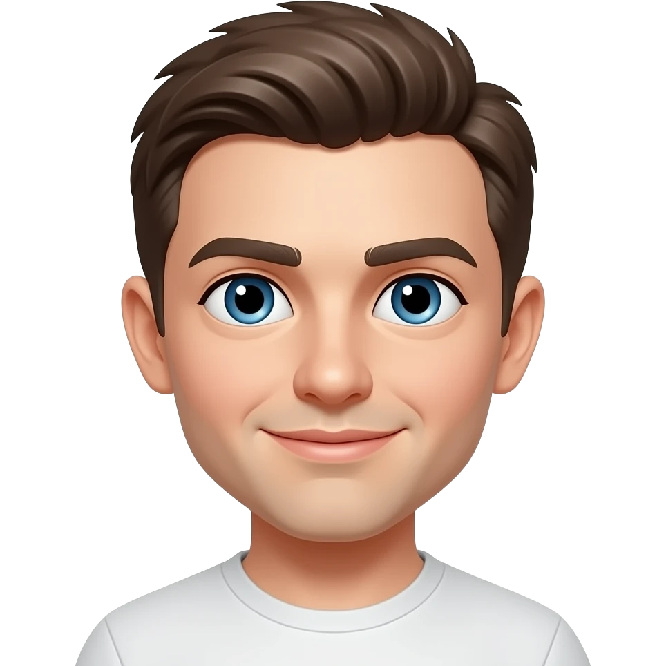 높은색상. 흰색 얼굴의 붉은색 홍조 파란동공 이모지 emoji