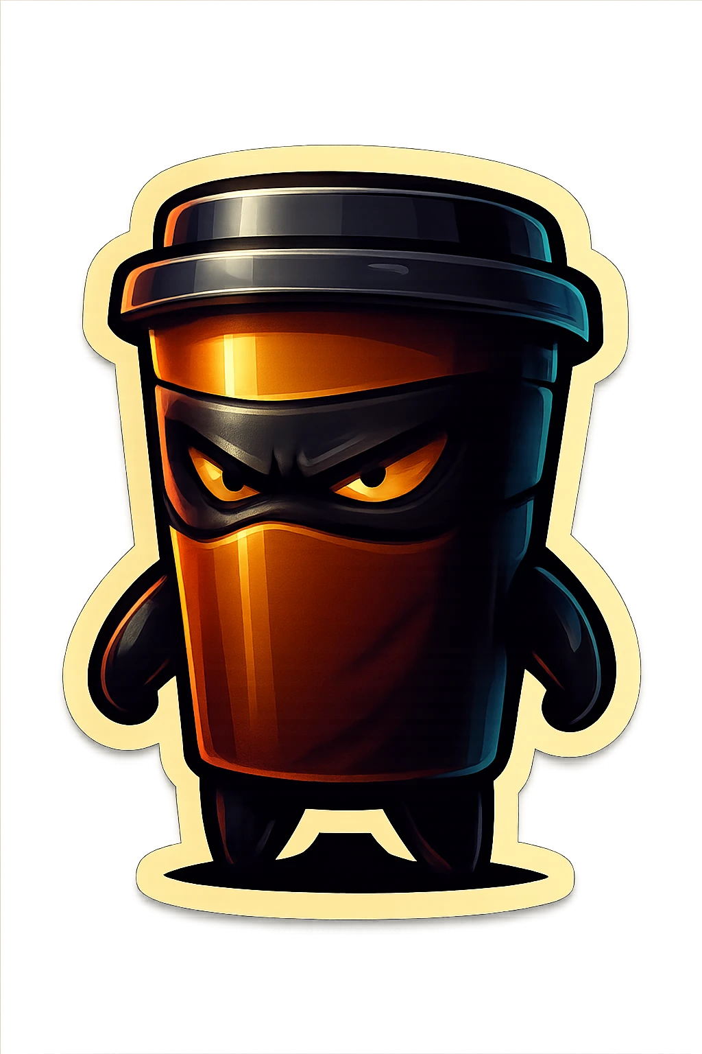 Tall coffee cup, dramatic, ninja emoji