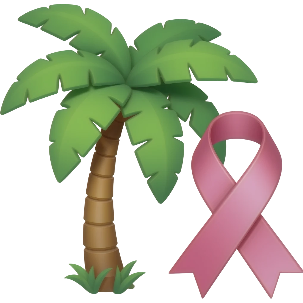Palmera y un lazo rosado emoji