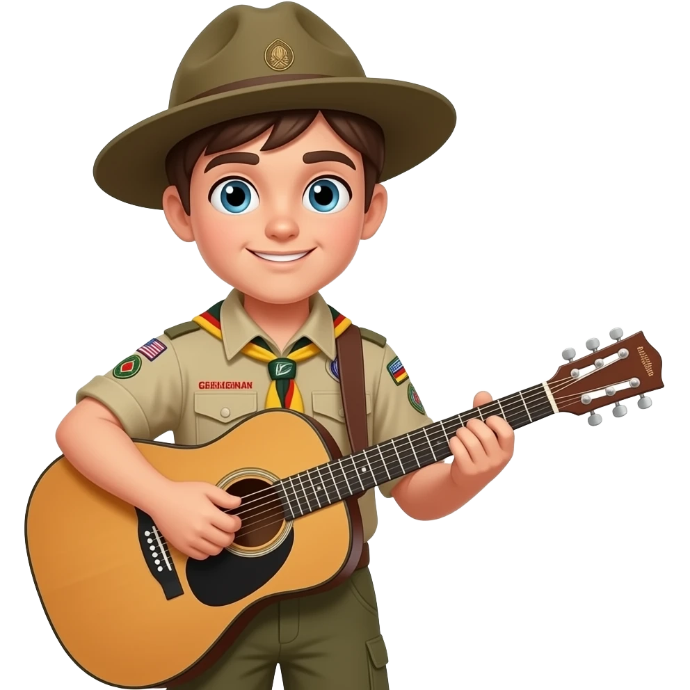 german boy scout with guitar emoji
