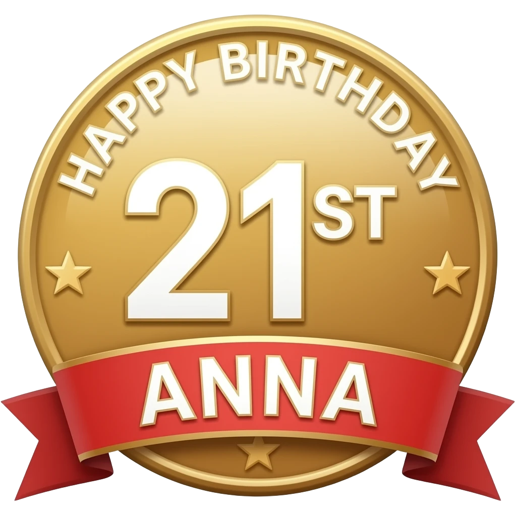 HAPPY 21ST BIRTHDAY ANNA BADGE emoji