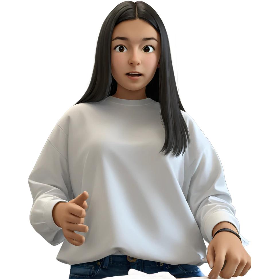 girl in white shirt indoors emoji