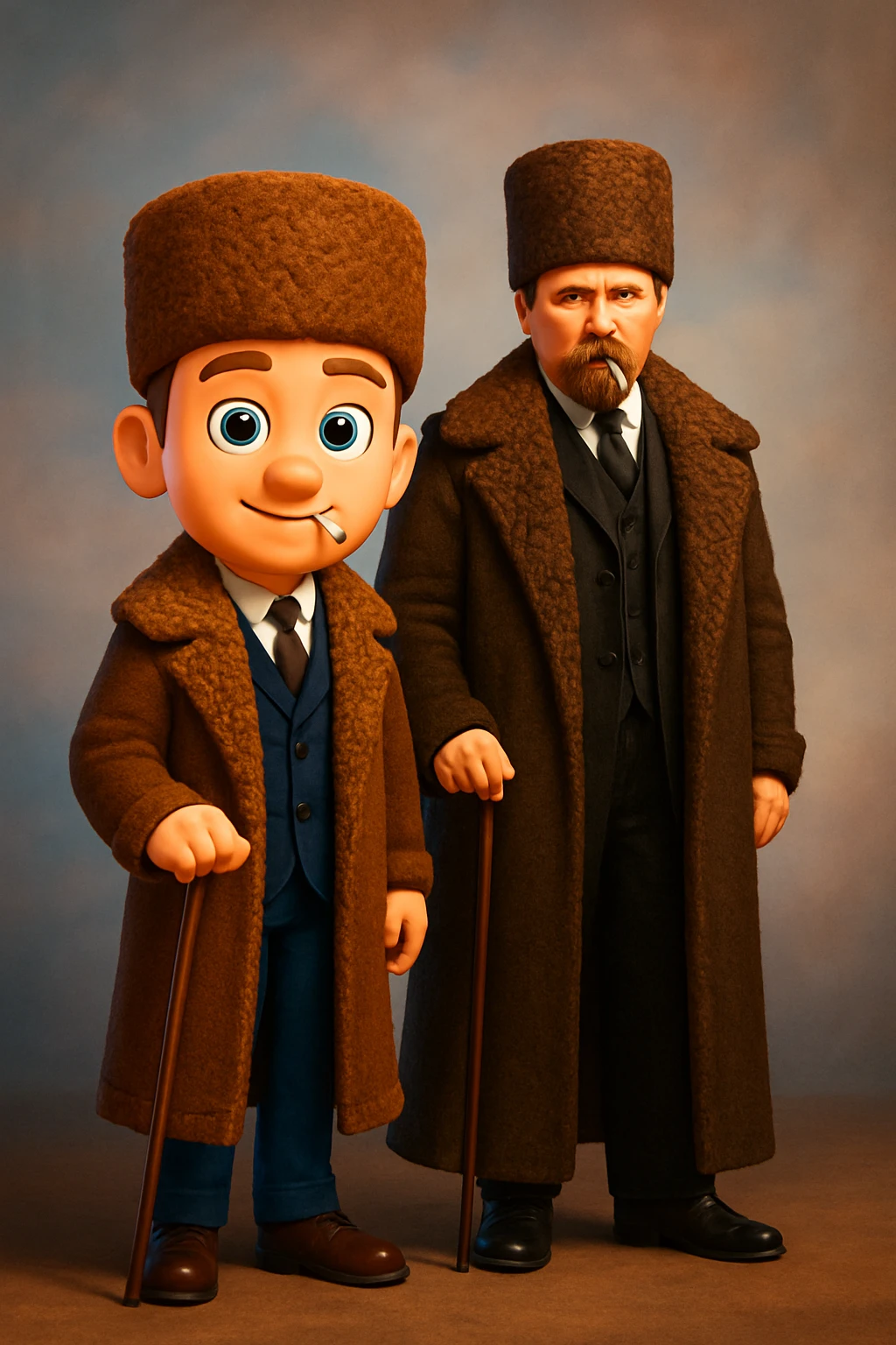 Create a 3D cartoon clone in Apple Memoji style standing next to the person in the photo. The clone should have an enlarged head, bright eyes, and a friendly, positive Gen Z facial expression. The clone's clothing, pose, and facial expression should perfectly match the original person. Use bright, vibrant colors, soft shadows, and lighting/background as close as possible to the real photo. Ensure high quality, clear details, and visual harmony between the real person and the cartoon clone. emoji