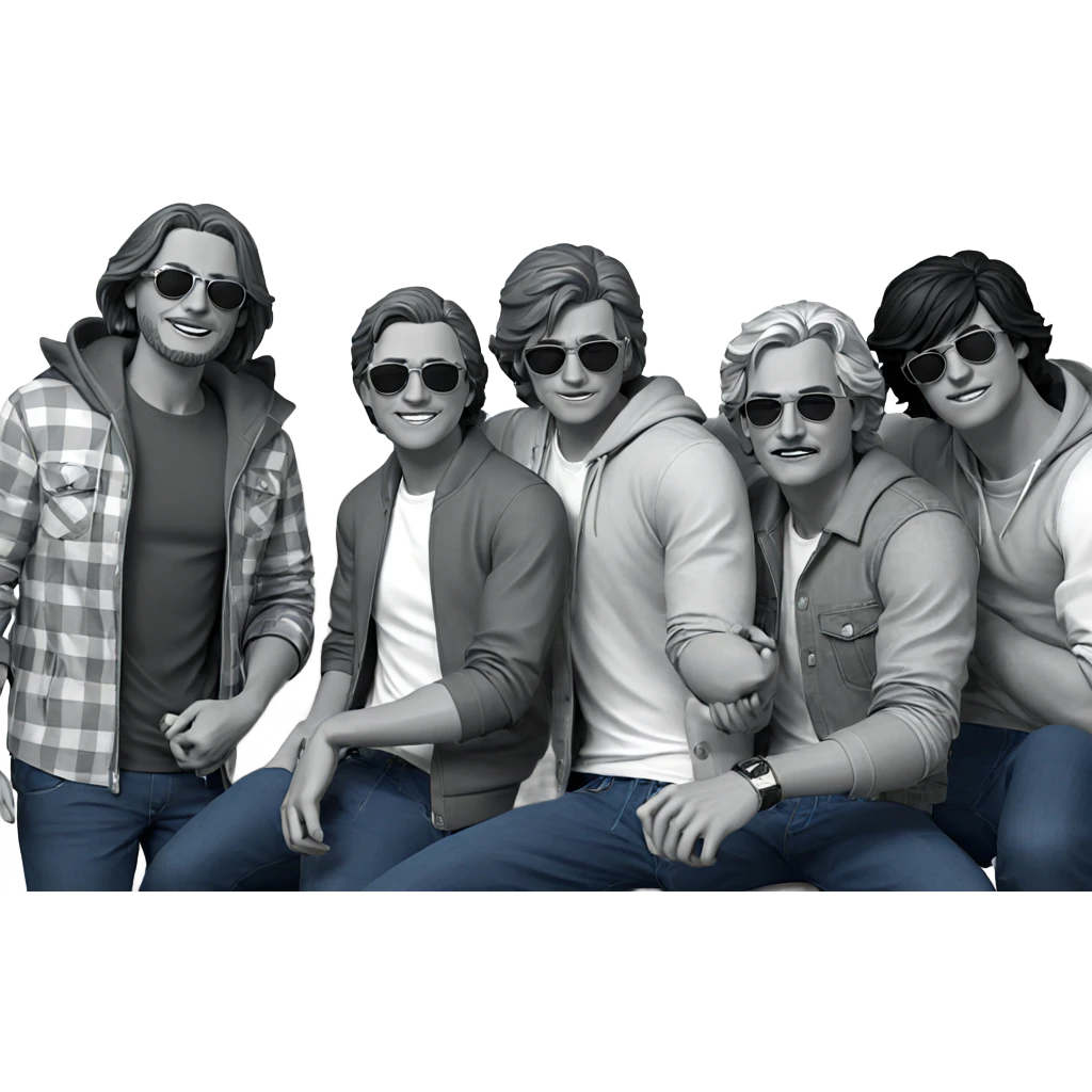 greyscale boys in shades emoji