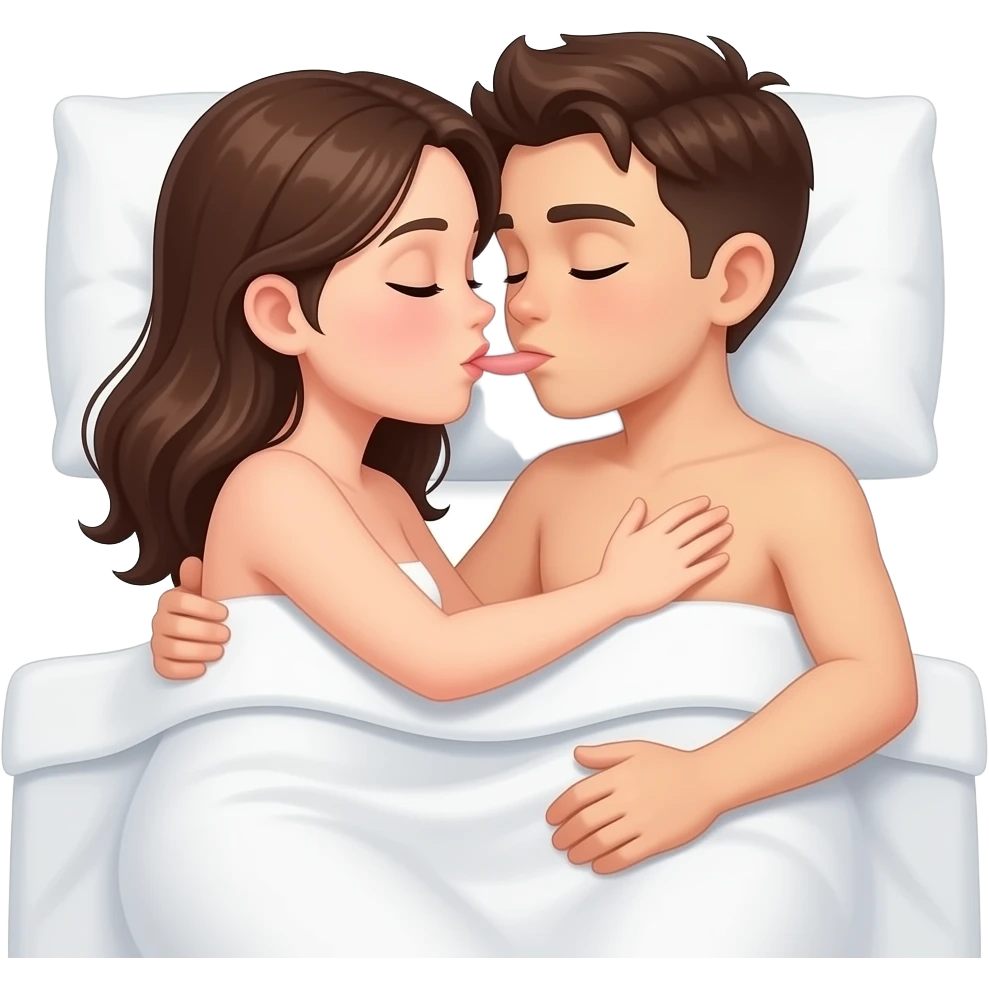 a naked girl and a naked boy on the bed fucking each other emoji