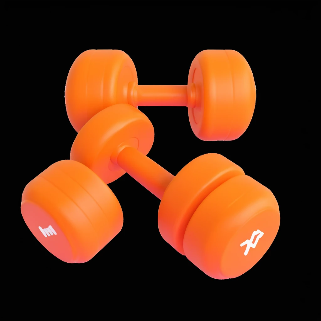 orange dumbbell, 3D style, no text, white background emoji
