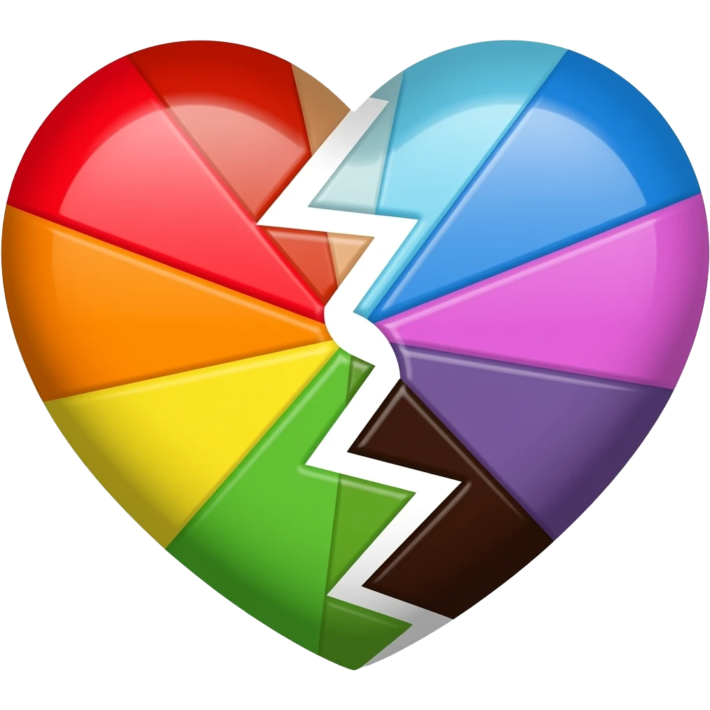 Progress heart red, orange, yellow, green, blue, violet, white, pink, light blue, brown, black emoji