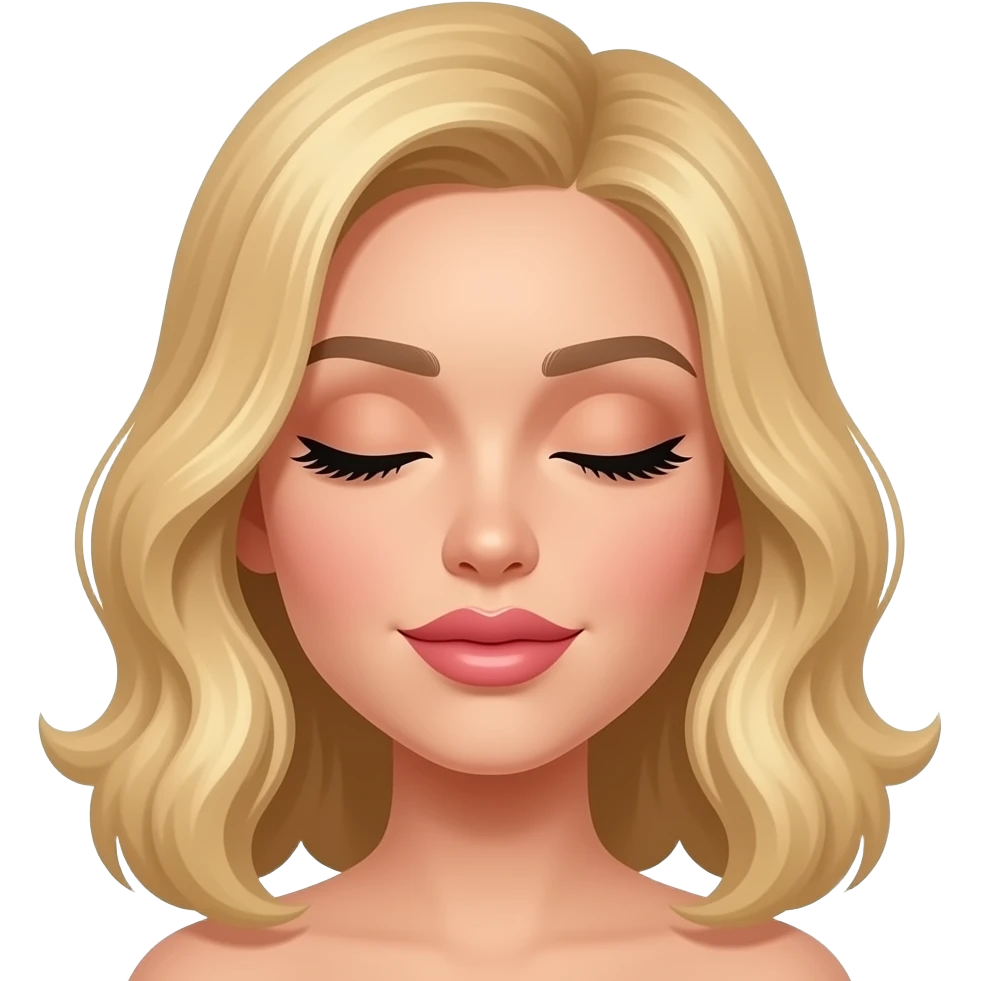 Emoji with nails,big lips,blone hair,closed eyes,long eyelashes emoji