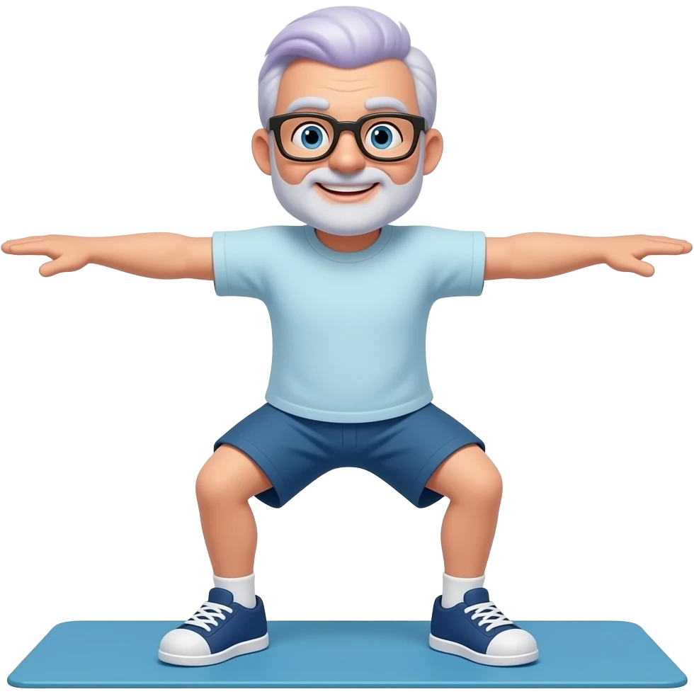 old man with purple hair making exercies emoji