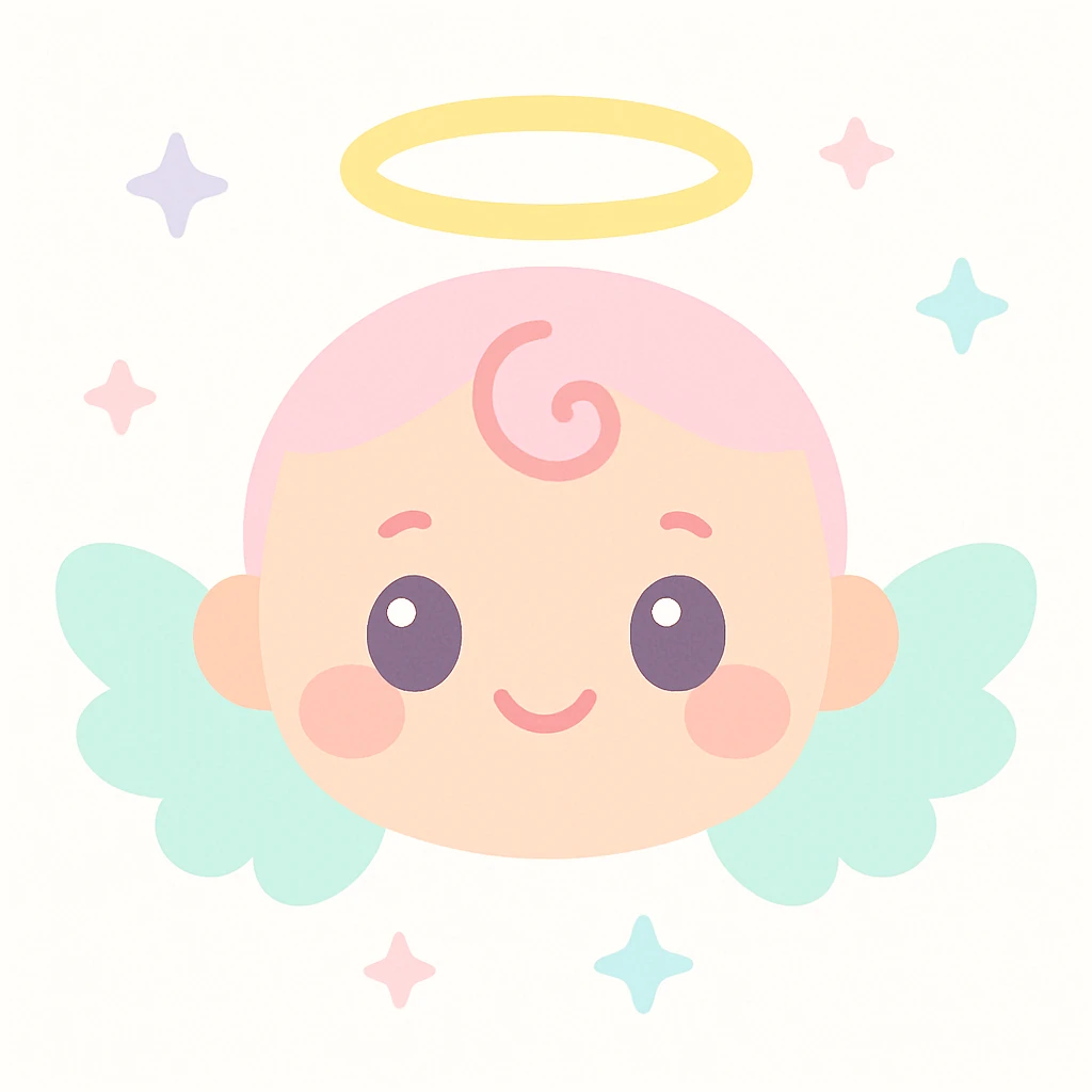 baby angel face with wings and halo, soft and cute emoji