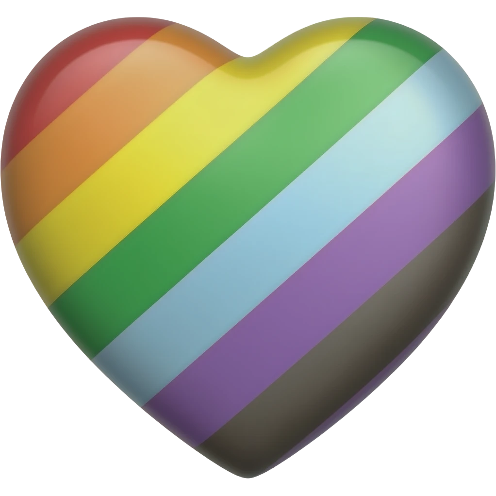 Progress flag heart red, orange, yellow, green, blue, violet, white, pink, light blue, brown, black emoji
