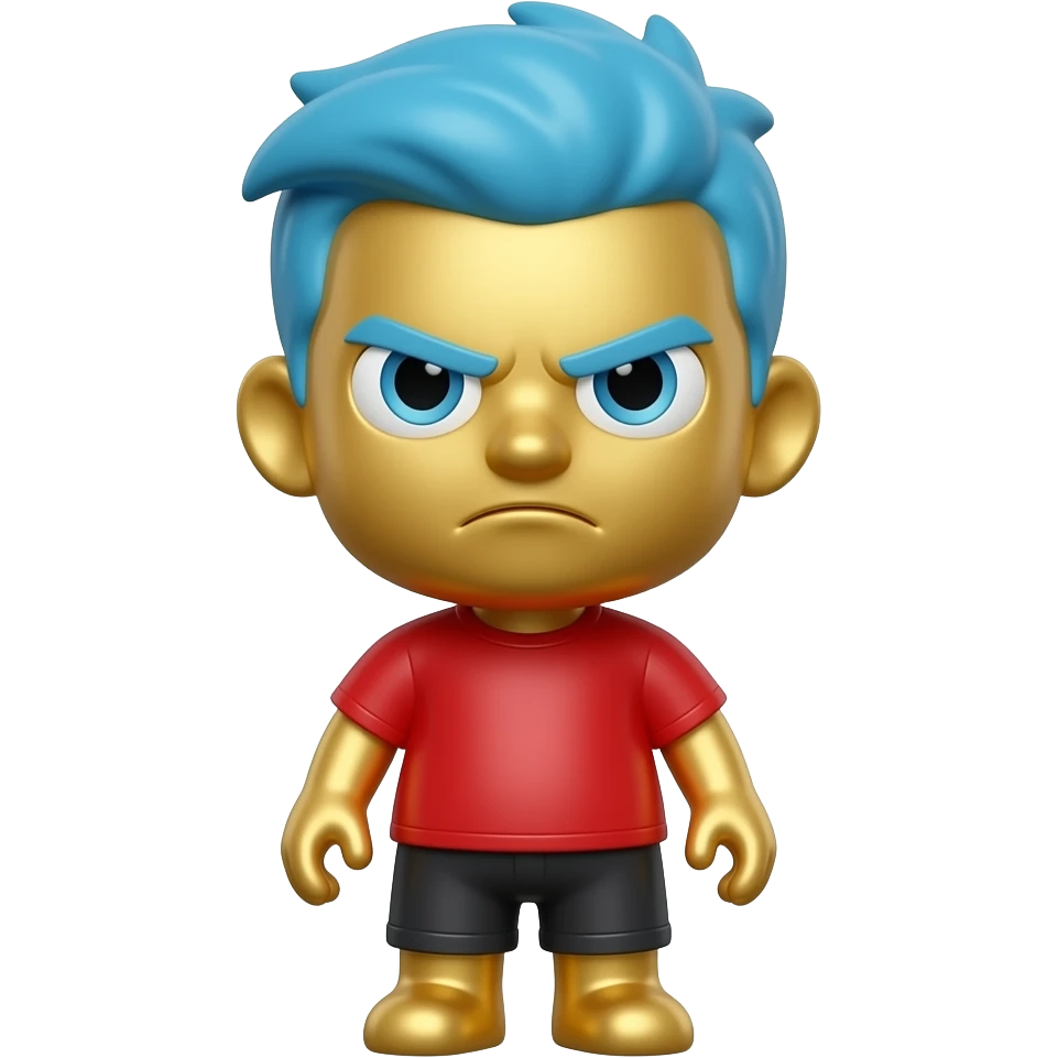 pls make gild toy ugly t-shith  blue hair red emoji