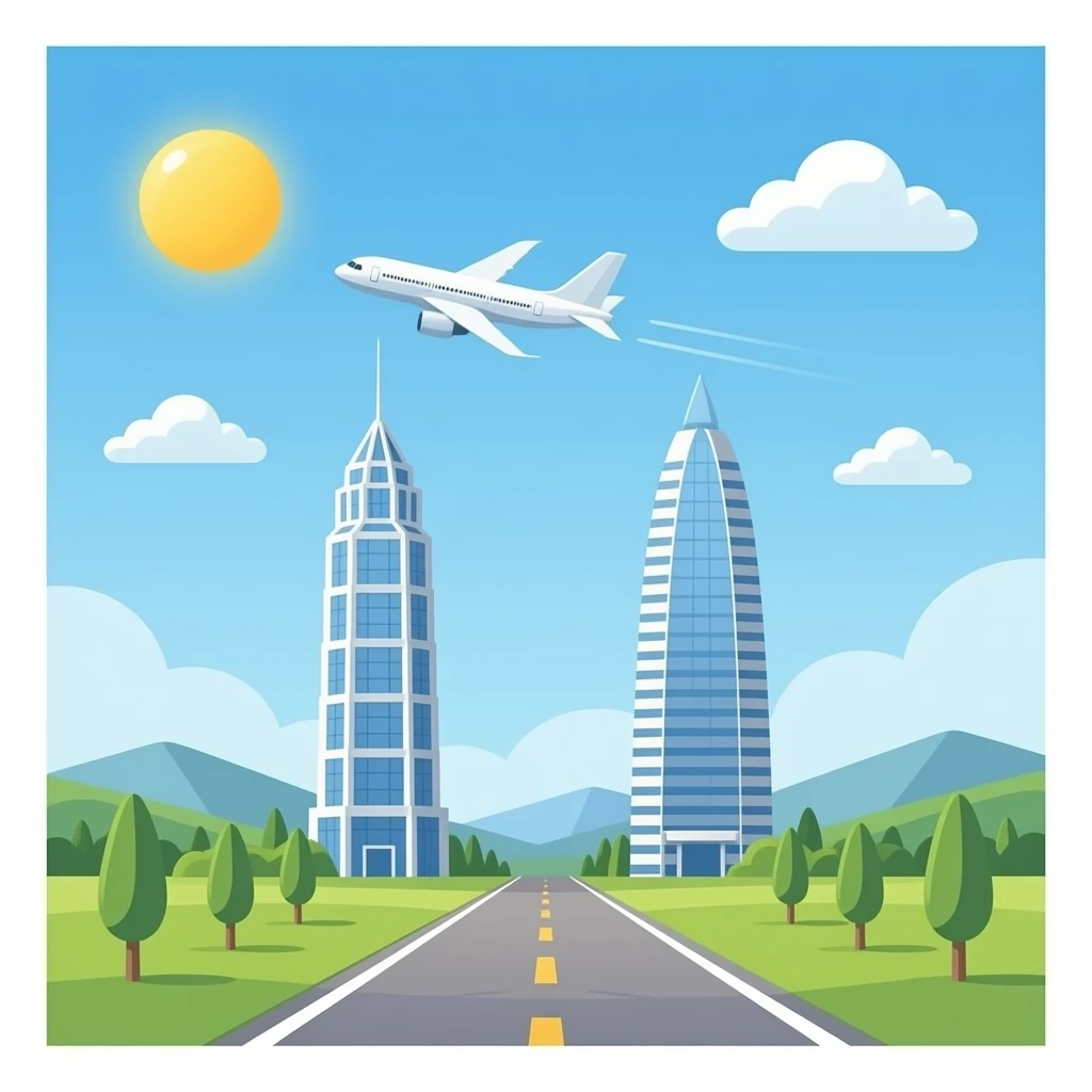 2 planes flying towards 2 modern towers emoji