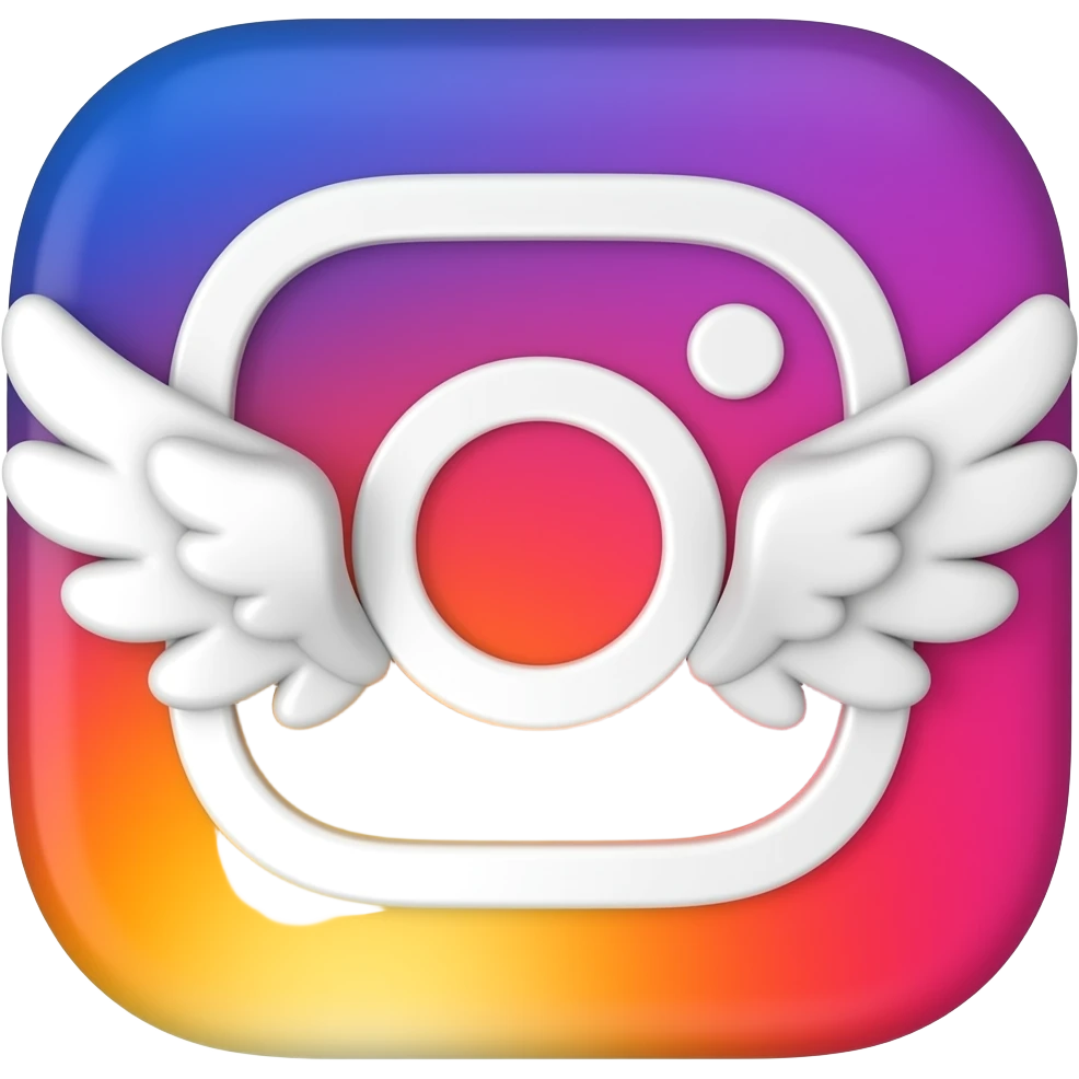 instagram logo 3d with wings emoji