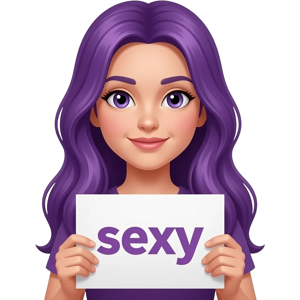girl with long purple hair with a sexy sign emoji