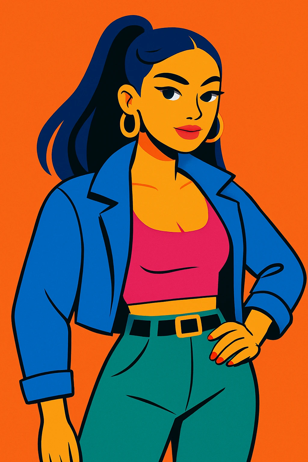 hot girl, modern, confident, stylish, vibrant colors emoji