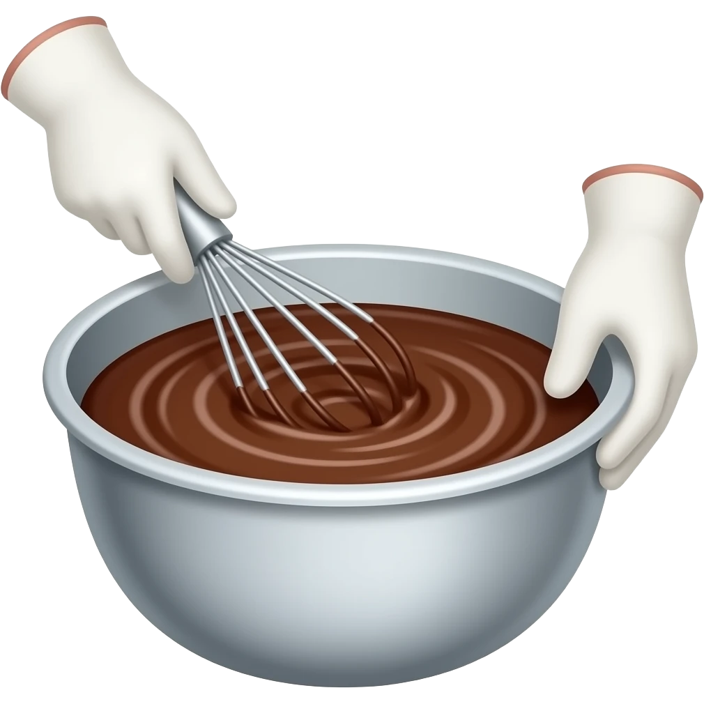 baking gloves whisking chocolate cake emoji