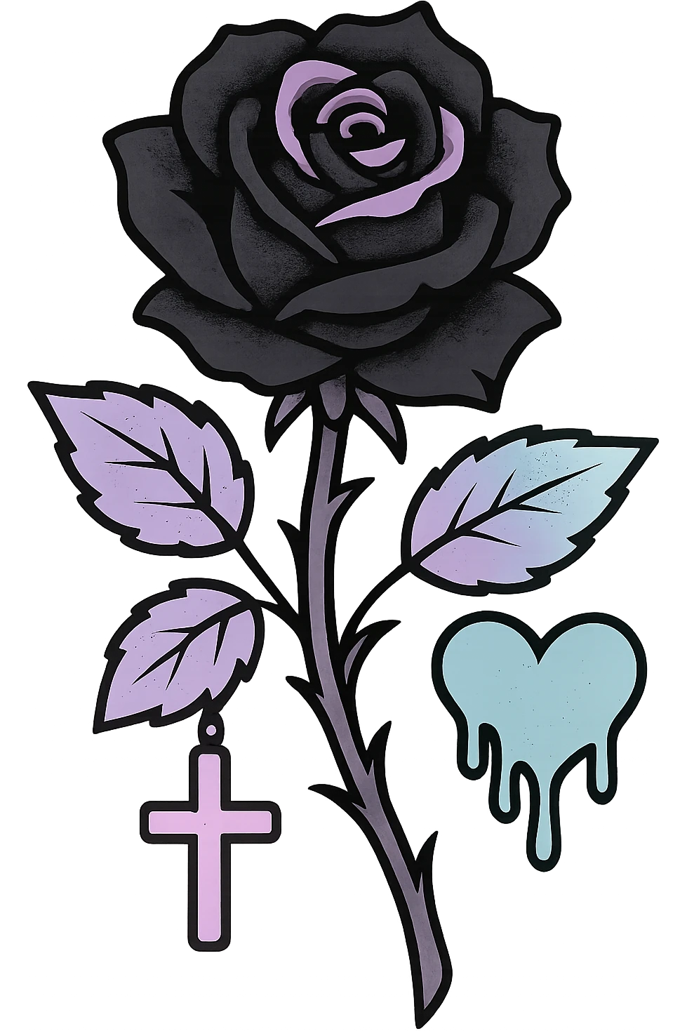 pastel goth black rose, remove background emoji