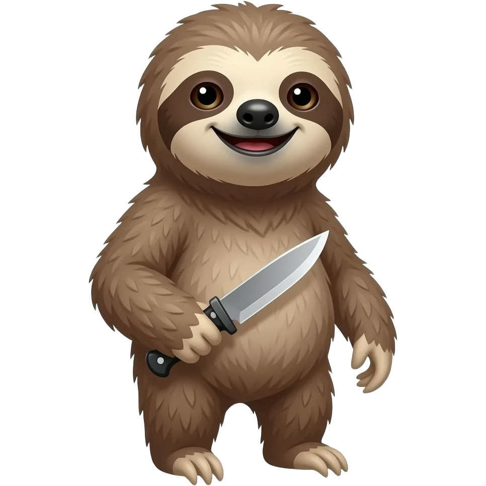 turn back looking askance going smiling evil killer sloth w very taktic knife emoji