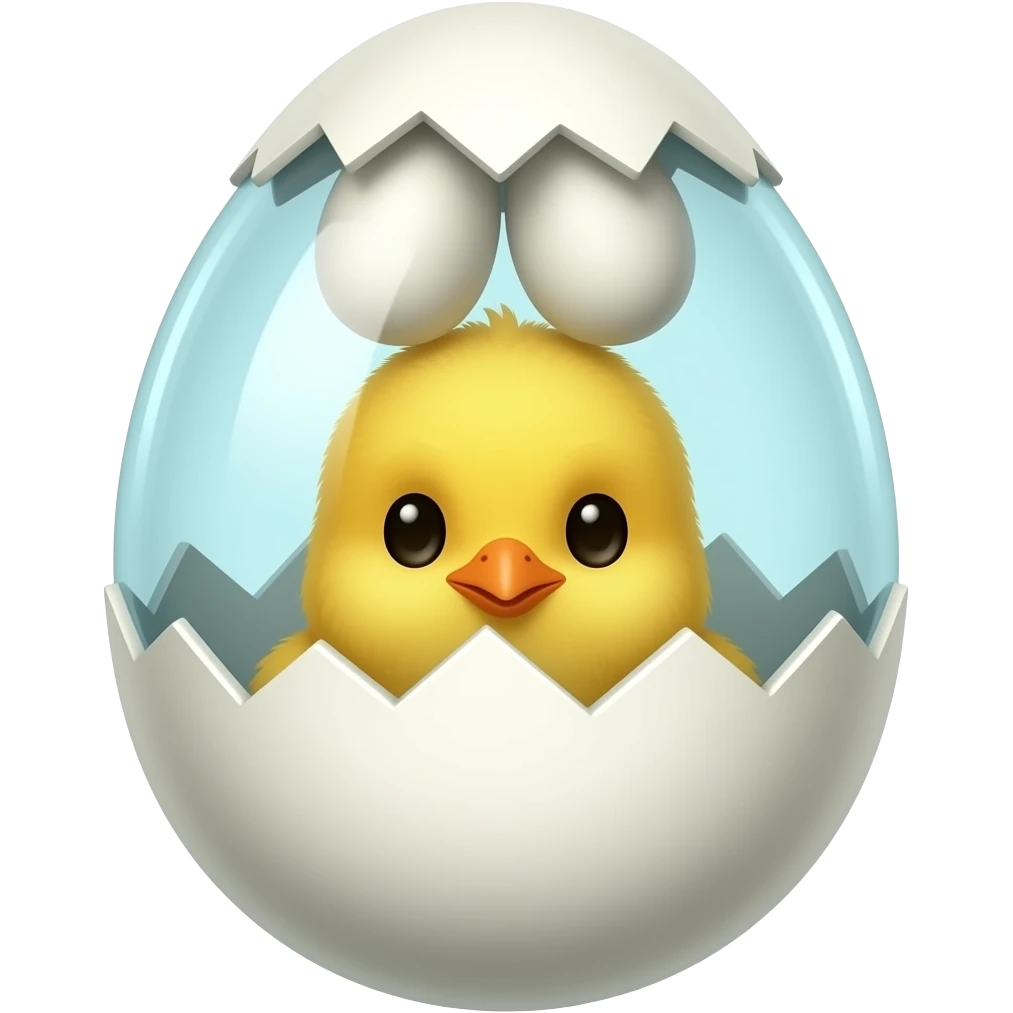 A large mother egg with two smaller hangs cradling a baby chicken emoji