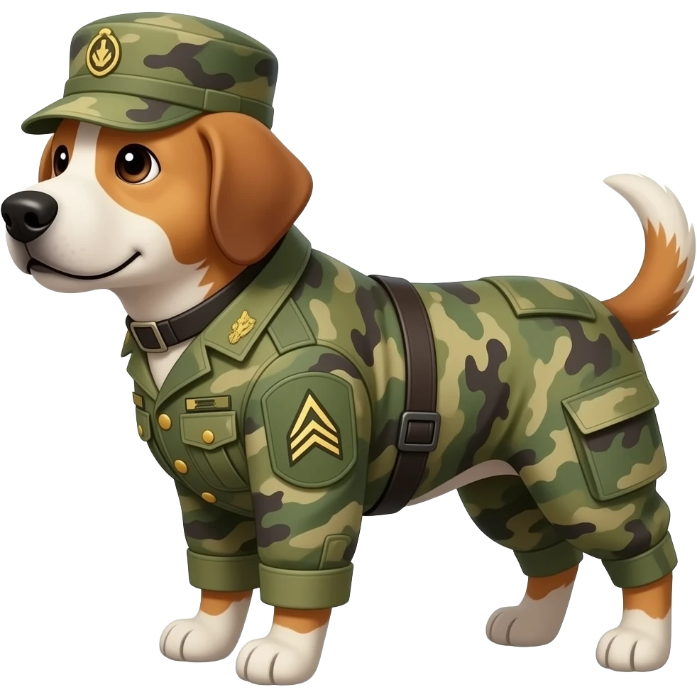 A dog in army uniform emoji