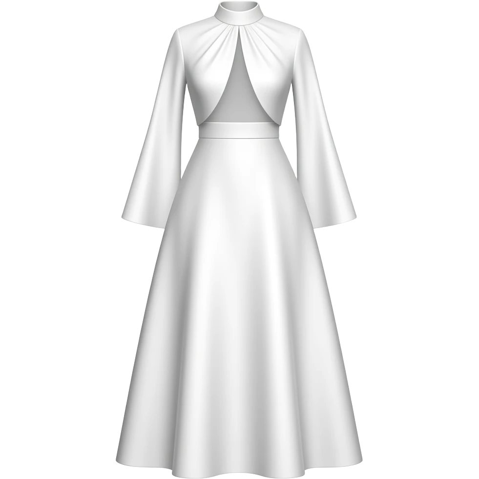 white Stretch crepe skirt with georgette flowing top attachment (one piece) halter top and triangle cut out in the stomach sleeveless, floorlength emoji