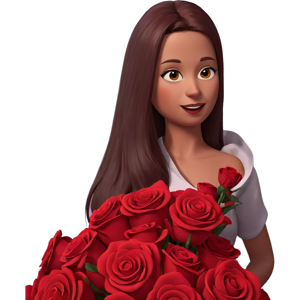 girl with red rose bouquet emoji