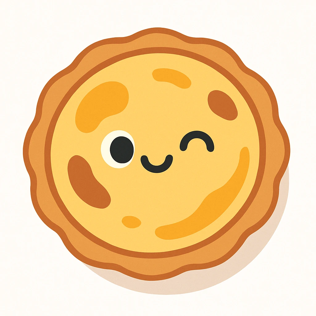 pastel de nata, the classic Portuguese custard tart, golden and creamy in a flaky pastry shell, viewed from above, icon-like, white background, no text emoji