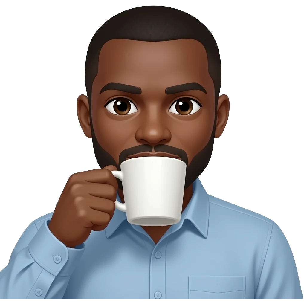 Black bald man drinking coffee coffee emoji