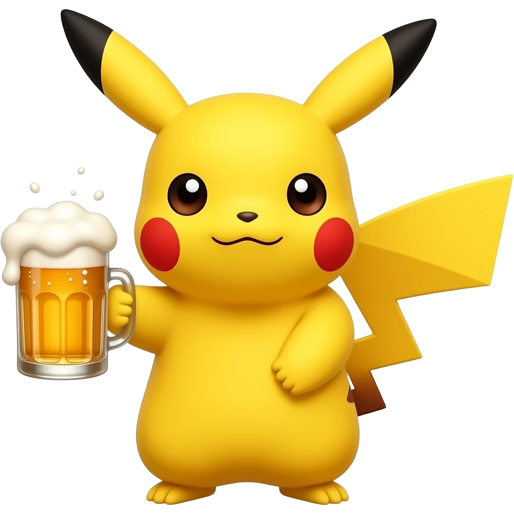 Pikachu avec une bière emoji