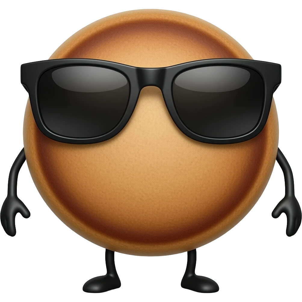 Quiero 1 arepa redondel venezolana con lentes oscuros qué tenga brazos y piernas de palitos negro emoji